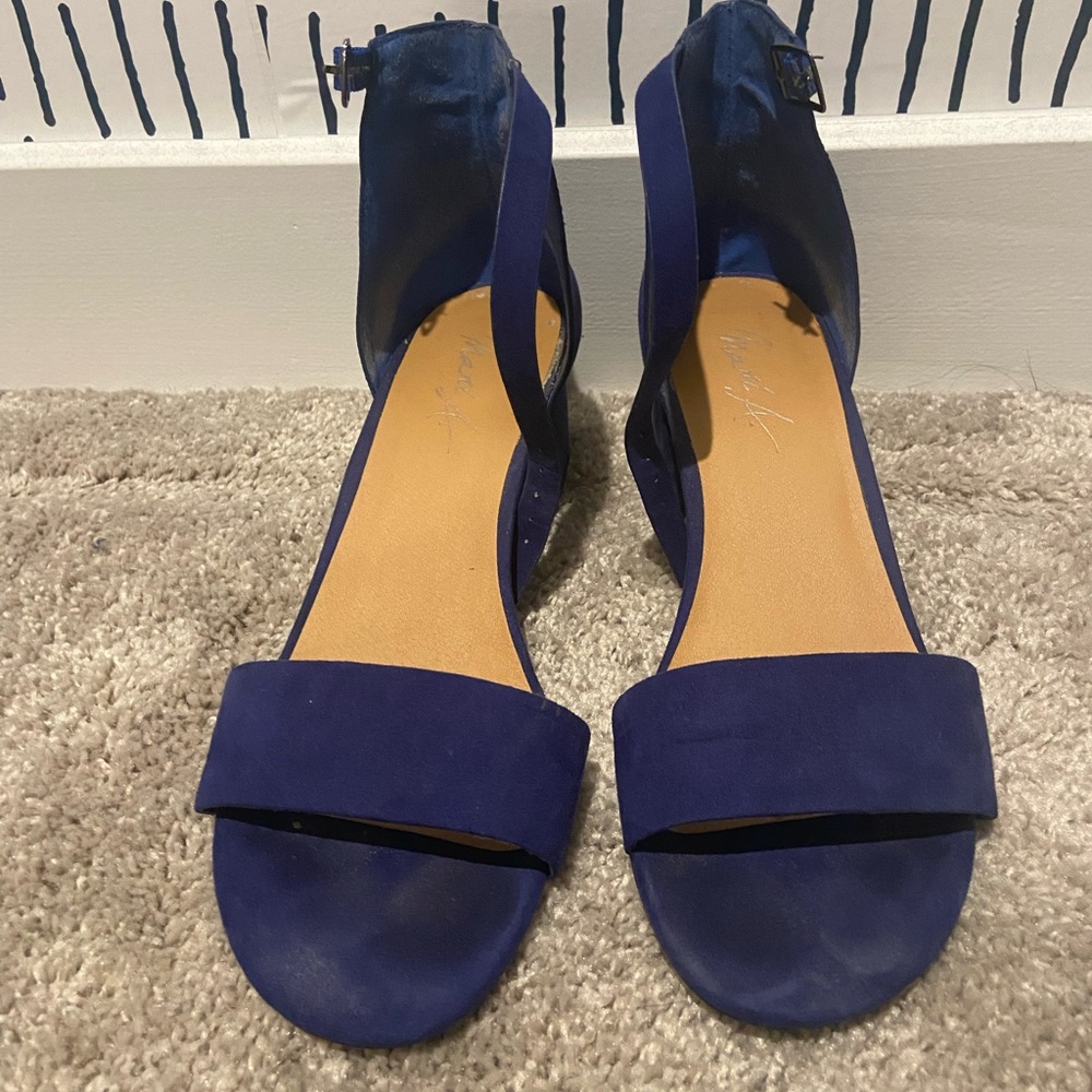 Blue Block Heel Sandals
